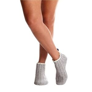 BOMBAS Grey Cable Knit Gripper Slippers Socks Merino Wool Blend Men‎ Women XL